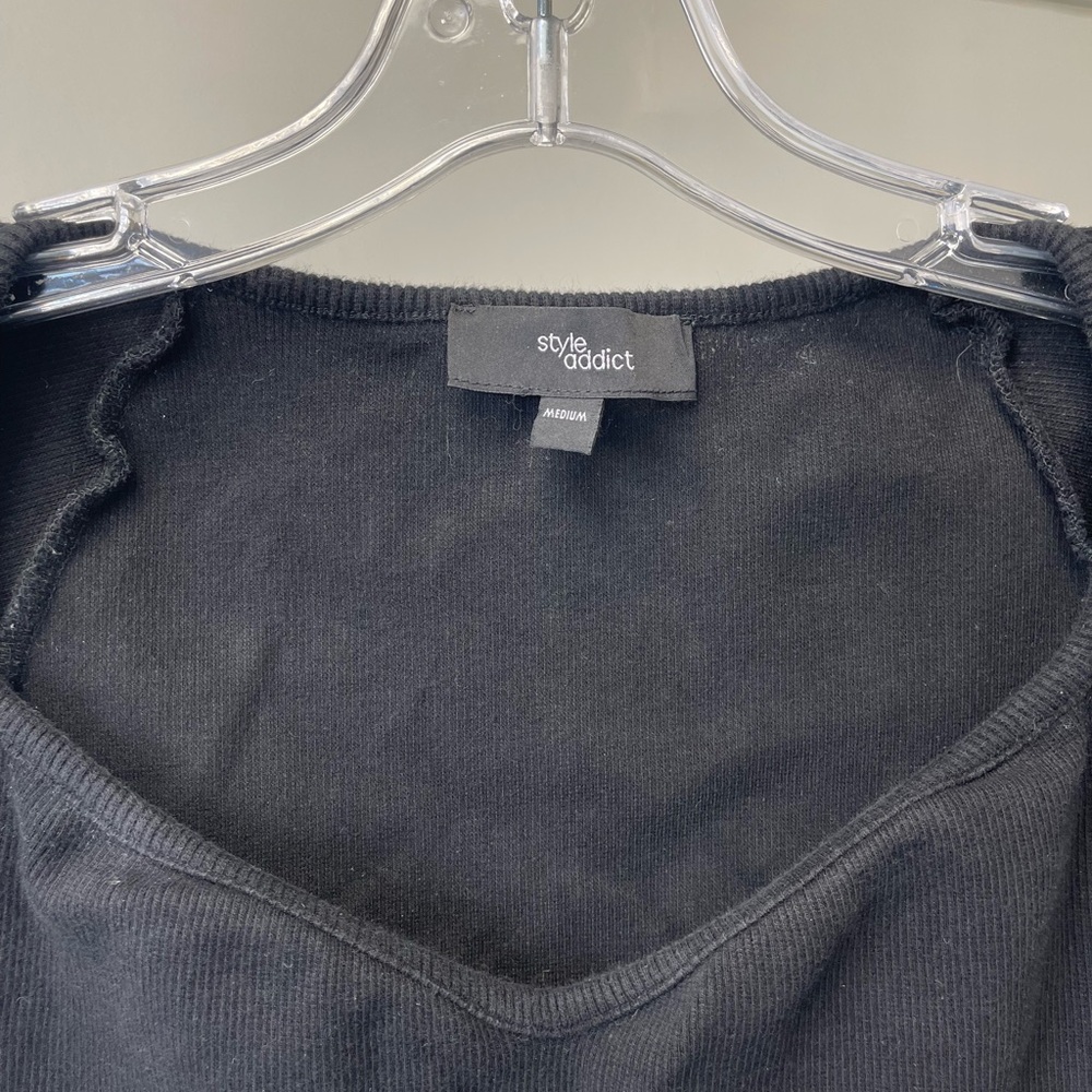 STYLE ADDICT LONG SLEEVE RIBBED ROMPER BODYSUIT Sz M - Picture 3 of 7